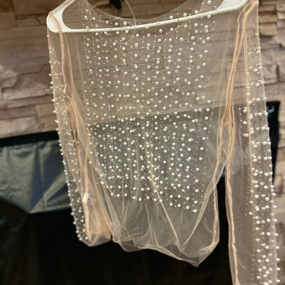 Sheer Pearl Embellished Top